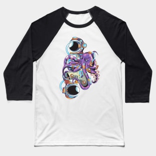 Octopus Attacking Astronaut Baseball T-Shirt